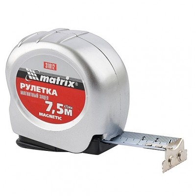 Рулетка Magnetic, 7,5 м х 25 мм, магнитный зацеп. MATRIX