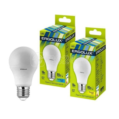 Лампа светодиодная LED-A60-10W-E27-4500K грушевидная ЛОН 172-265В Ergolux 12149