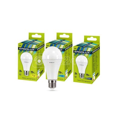 Лампа светодиодная LED-A65-20W-E27-3К ЛОН 20Вт E27 3000К 172-265В Ergolux 13182