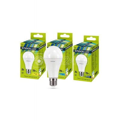 Лампа светодиодная LED-A65-20W-E27-4К ЛОН 20Вт E27 4000К 172-265В Ergolux 13183