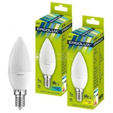 Лампа светодиодная LED-C35-7W-E14-4500K "Свеча" 172-265В Ergolux 12135