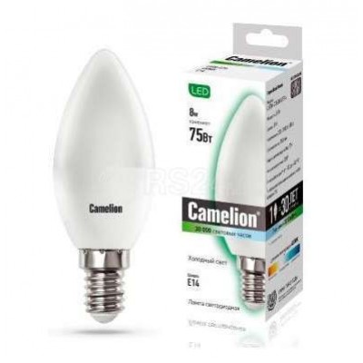 Лампа светодиодная LED8-C35/845/E14 8Вт свеча 4500К белый E14 750лм 170-265В Camelion 12386