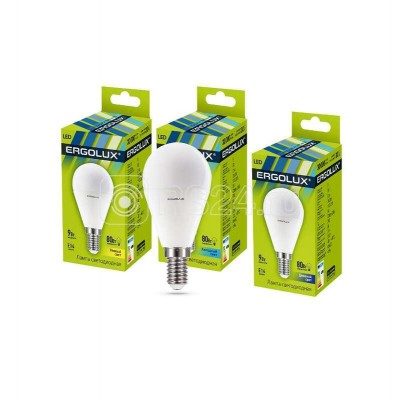 Лампа светодиодная LED-G45-9W-E14-4К Шар 9Вт E14 4000К 172-265В Ergolux 13174