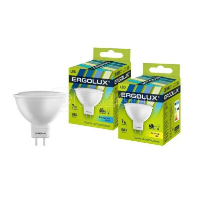 Лампа светодиодная LED-JCDR-7W-GU5.3-3000K JCDR 172-265В Ergolux 12158