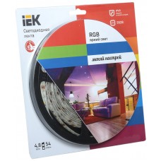 Лента светодиодная ECO LED LSR-3528RGB54-4.8-IP65-12V 5Вт/м (уп.5м) полноцвет. ИЭК LSR1-3-054-65-1-05