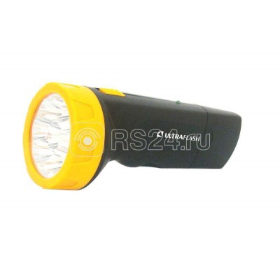 Фонарь LED 3829 (аккум. 220В черн./жел. 9 LED SLA пласт. коробка) Ultraflash 11240