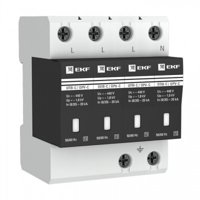 Ограничитель импульсных напряжений ОПВ-B/4P In 30кА 400В с сигн. EKF PROxima