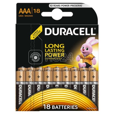 Элемент питания алкалиновый LR03-18BL BASIC (блист.18шт) Duracell Б0014449