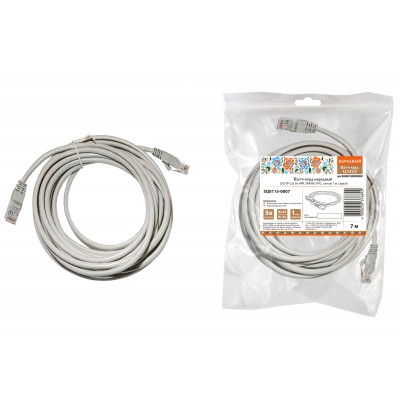 Патч-корд народный U/UTP Cat 5e 4PR 24AWG PVC, литой 7 м, серый